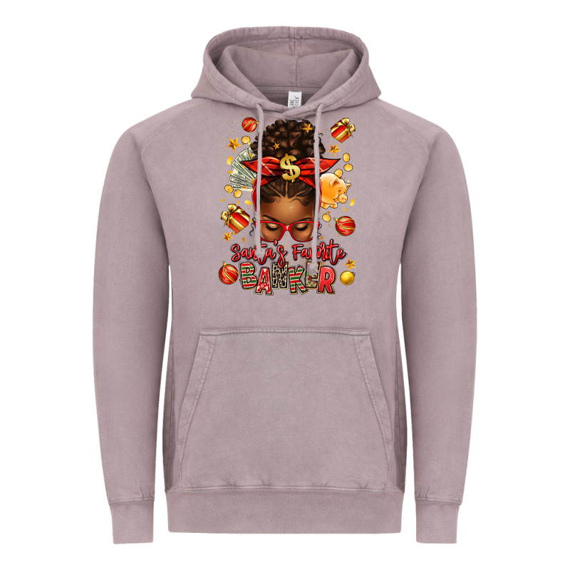 Santa Favorite Banker Afro Messy Bun Vintage Hoodie by texasbilliewilder | Teevron