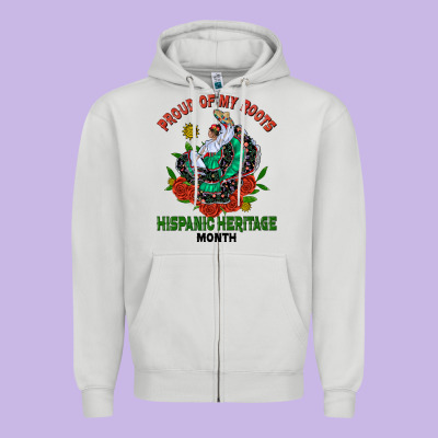 Traditional Lady Hispanic Heritage Month Zipper Hoodie Designed By Bundleandbundleshop