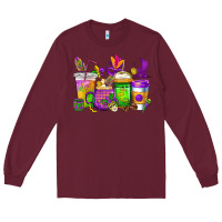 Burgundy mardi gras coffee cups cowgirl Long Sleeve Tee - CowGirlArtShop