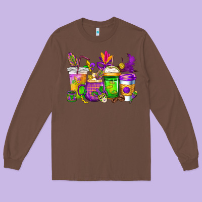 Mardi Gras Coffee Cups Cowgirl Long Sleeve Tee Designed By Cowgirlartshop