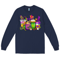 Navy mardi gras coffee cups cowgirl Long Sleeve Tee - CowGirlArtShop