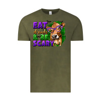 Vintage Olive Eat Drink and Be Scary with Halloween Vintage Tee - texasbilliewilder