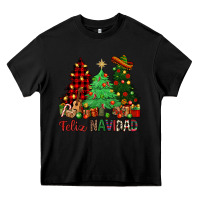 Black Feliz Navidad Heavy Core Tee - NancyCooperArtShop