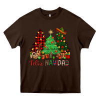Chocolate Brown Feliz Navidad Heavy Core Tee - NancyCooperArtShop