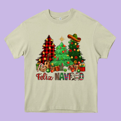 Feliz Navidad Heavy Core Tee Designed By Nancycooperartshop