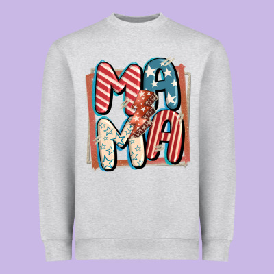 4th Of July Mama With Lightning Bolt Heavyweight Sweatshirt Designed By Fadigitalartstudio