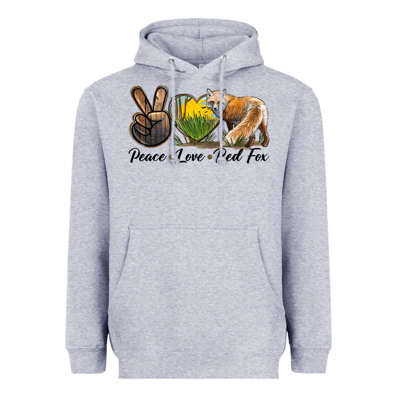 Peace Love Red Fox Heavyweight Hoodie by LillyAllenDesigns | Teevron