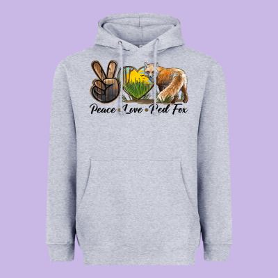 Peace Love Red Fox Heavyweight Hoodie Designed By Lillyallendesigns