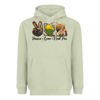Matcha Peace Love Red Fox Heavyweight Hoodie - LillyAllenDesigns