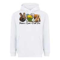 White Peace Love Red Fox Heavyweight Hoodie - LillyAllenDesigns