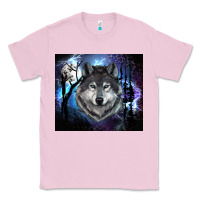 Bubblegum Pink wolf and full moon Classic Tee - RanaPortraitStore