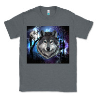 Charcoal Heather wolf and full moon Classic Tee - RanaPortraitStore