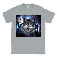 Heather Grey wolf and full moon Classic Tee - RanaPortraitStore
