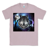 Lilac wolf and full moon Classic Tee - RanaPortraitStore