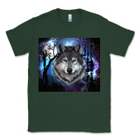 Sports Green wolf and full moon Classic Tee - RanaPortraitStore