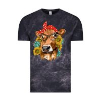 Cloud Black Western Cow with Sunflowers and Gemstone Vintage Tee - texasbilliewilder