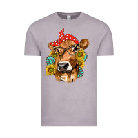 Vintage Zinc Western Cow with Sunflowers and Gemstone Vintage Tee - texasbilliewilder