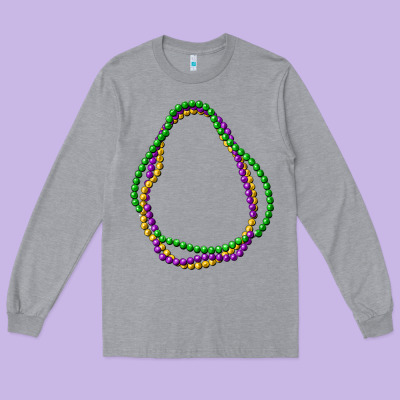 Mardi Gras Beads Long Sleeve Tee Designed By Cowgirlartshop