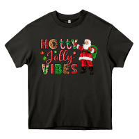 Asphalt Holly Jolly vibes Christmas with Santa Heavy Core Tee - NancyCooperArtShop