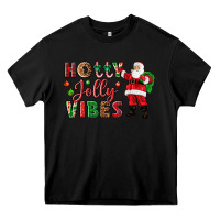 Black Holly Jolly vibes Christmas with Santa Heavy Core Tee - NancyCooperArtShop