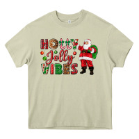 Mossy Holly Jolly vibes Christmas with Santa Heavy Core Tee - NancyCooperArtShop