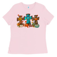 Bubblegum Pink fall tree cross Ladies Tee - BundleAndBundleShop