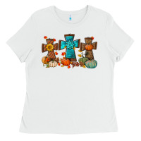 White fall tree cross Ladies Tee - BundleAndBundleShop