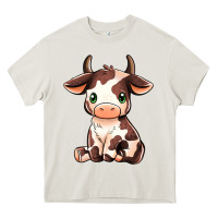 Cream Baby Brown Cow Heavy Core Tee - MaliasSmallBusiness