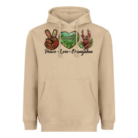 Mushroom Peace Love Orangutan Heavyweight Hoodie - LillyAllenDesigns