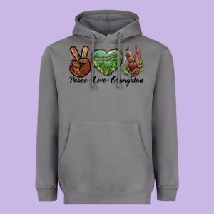 Peace Love Orangutan Heavyweight Hoodie Designed By Lillyallendesigns