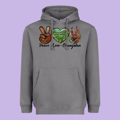 Peace Love Orangutan Heavyweight Hoodie Designed By Lillyallendesigns