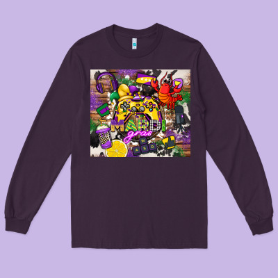 Mardi Gras Gamer Long Sleeve Tee Designed By Cowgirlartshop