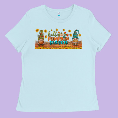 Hello Pumpkin Season Libbey Glass Ladies Tee Designed By Bundleandbundleshop