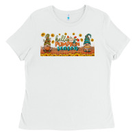 White hello pumpkin season libbey glass Ladies Tee - BundleAndBundleShop