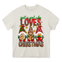 Cream Just a girl who loves Christmas Heavy Core Tee - NancyCooperArtShop