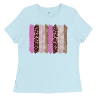 Baby Blue pink glitter leopard brushstroke background Ladies Tee - RanaPortraitStore