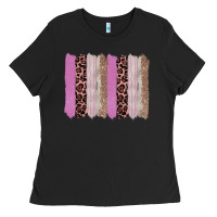 Black pink glitter leopard brushstroke background Ladies Tee - RanaPortraitStore