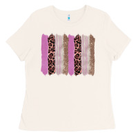 Bone pink glitter leopard brushstroke background Ladies Tee - RanaPortraitStore