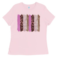 Bubblegum Pink pink glitter leopard brushstroke background Ladies Tee - RanaPortraitStore
