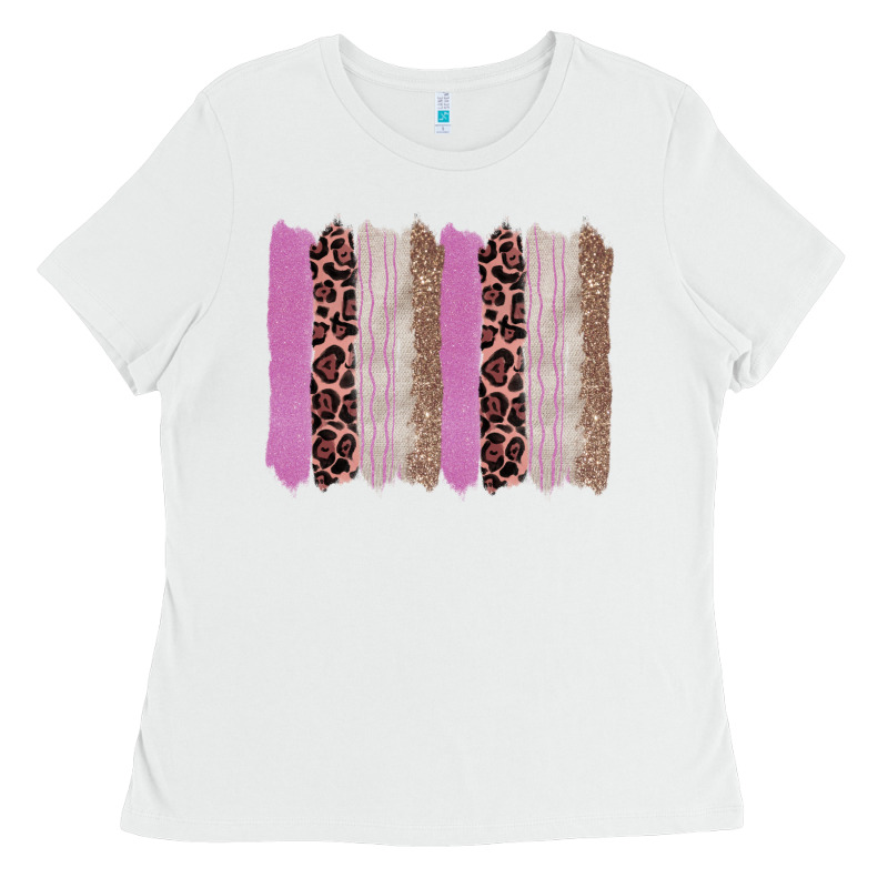 Pink Glitter Leopard Brushstroke Background Ladies Tee by RanaPortraitStore | Teevron