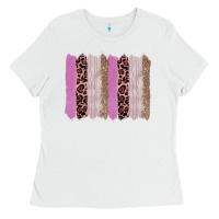 White pink glitter leopard brushstroke background Ladies Tee - RanaPortraitStore