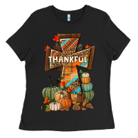 Thankful Fall Cross Ladies Tee | Teevron