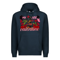 Navy my dog is my valentine valentine's day Premium Hoodie - FaDigitalArtStudio