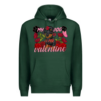Sports Green my dog is my valentine valentine's day Premium Hoodie - FaDigitalArtStudio