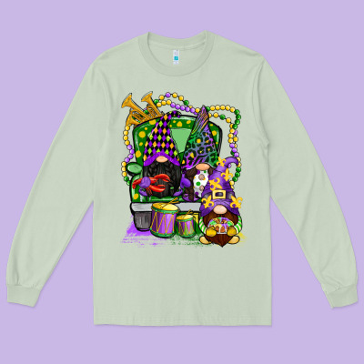 Mardi Gras Gnomies Truck Long Sleeve Tee Designed By Cowgirlartshop