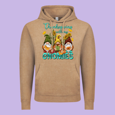 Thanksgiving With My Gnomes Vintage Hoodie Designed By Nancycooperartshop