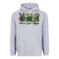 Heather Grey Peace Love Hippo Heavyweight Hoodie - LillyAllenDesigns