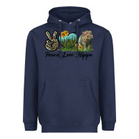 Navy Peace Love Hippo Heavyweight Hoodie - LillyAllenDesigns