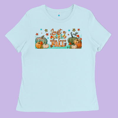 Just A Girl Who Loves Fall Libbey Glass Ladies Tee Designed By Bundleandbundleshop