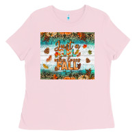 Bubblegum Pink Just A Girl Who Loves Fall Tumbler Ladies Tee - BundleAndBundleShop